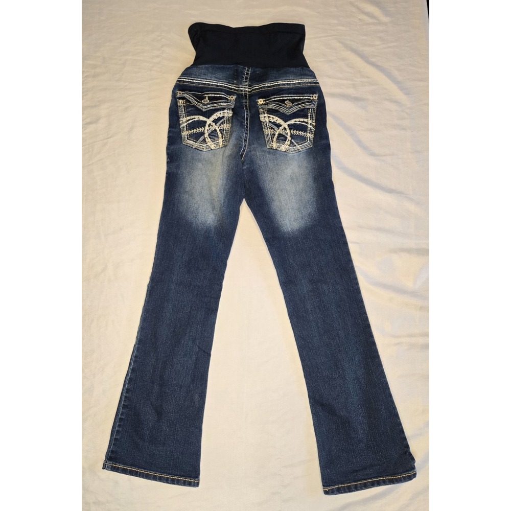 Wallflower Maternity Small Embellished Pocket‎ Stretch Blue Jeans Boot Cut